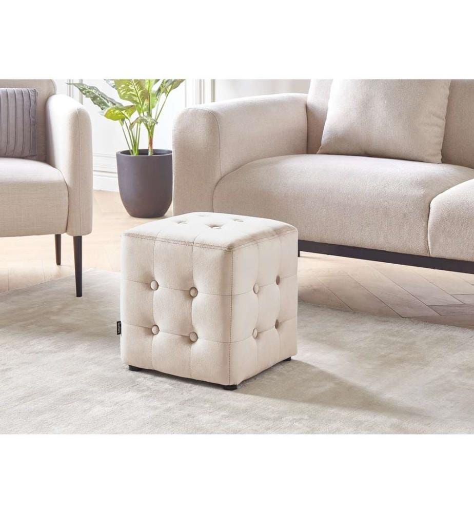 Pouf WISCONSIN Samtstoff Hellbeige