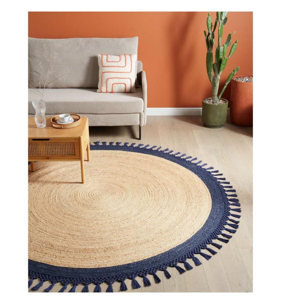 Teppich MARTS Dunkelblau ø 200 cm Jute