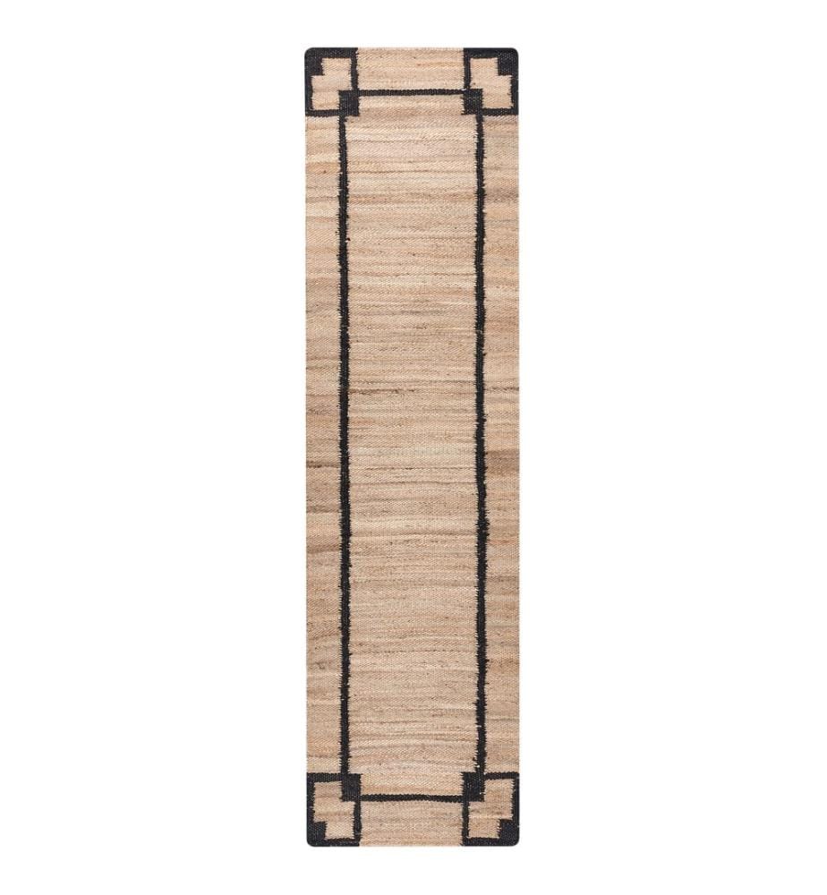 Teppich GONDIA Schwarz / Beige 80 x 300 cm Jute