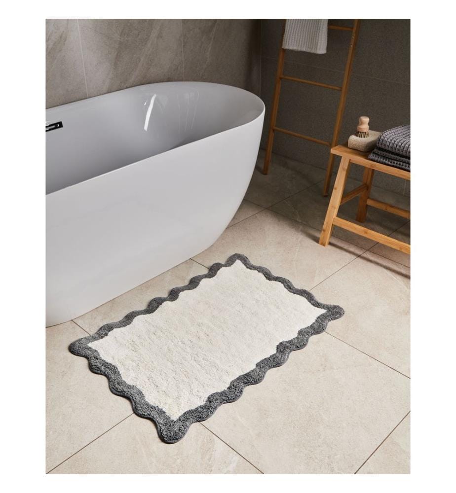 Badematte NANGAL Grau / Beige 60 x 90 cm Baumwolle
