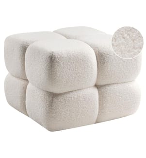 Pouf CALIENTE Bouclé Blanc cassé