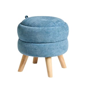 Pouf de rangement HAWLEY Tissu chenille Bleu
