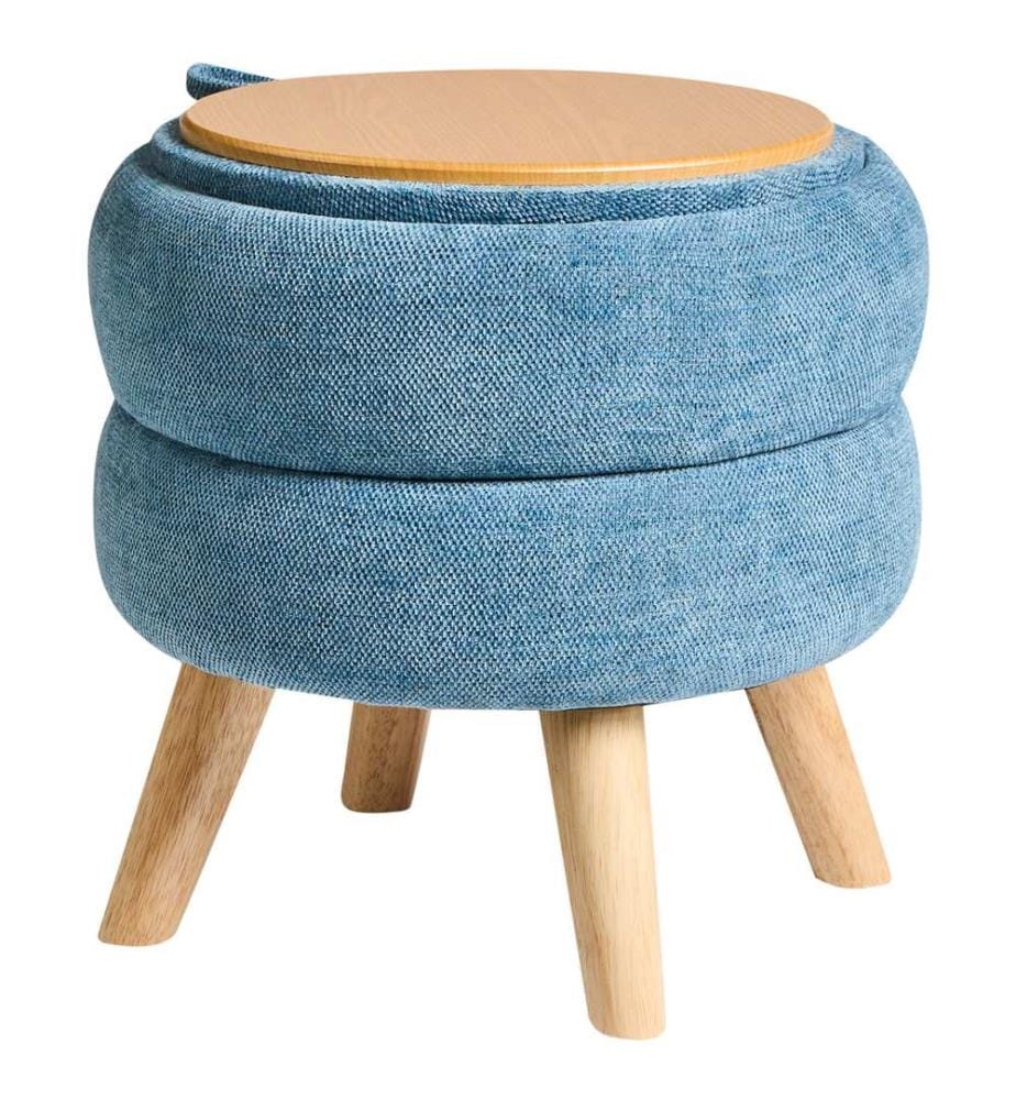Storage Pouffe HAWLEY Chenille Blue