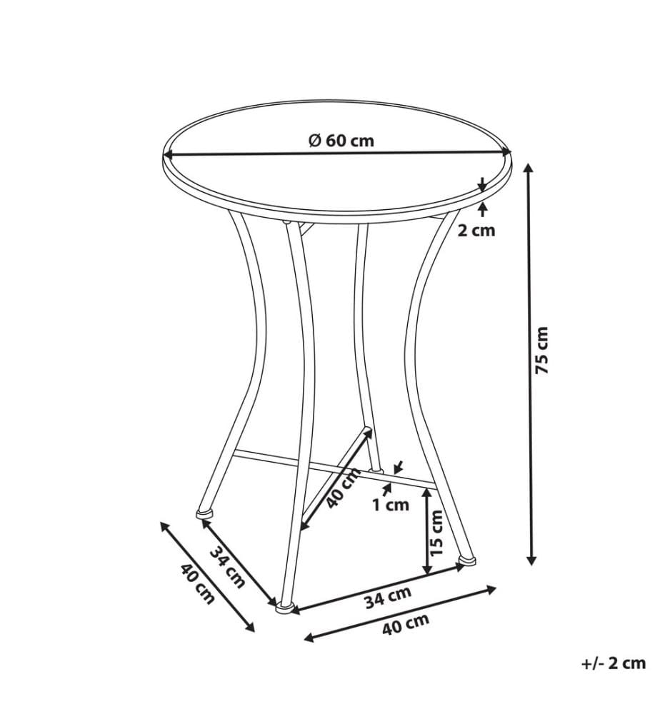 Table bistrot COLLIO 60 cm 60 cm Métal Noir