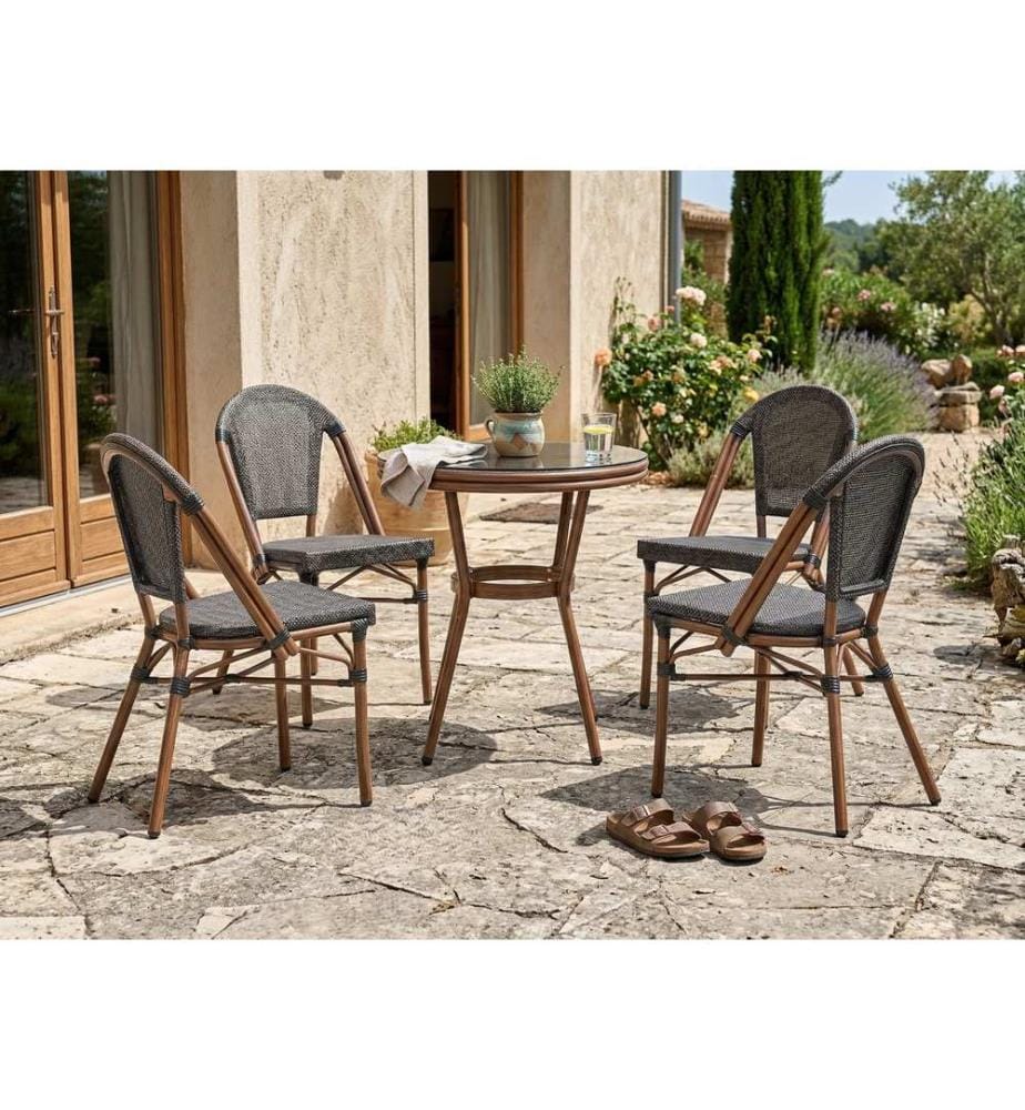 Table bistrot RIFREDDO 70 cm 70 cm Verre de sécurité Gris