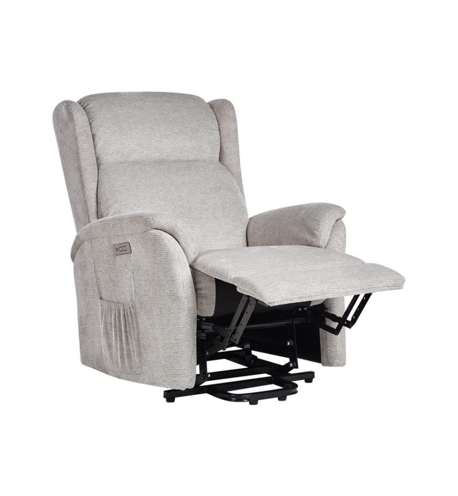 Fauteuil inclinable électrique ELEGY Repose-pieds inclus Tissu Gris clair