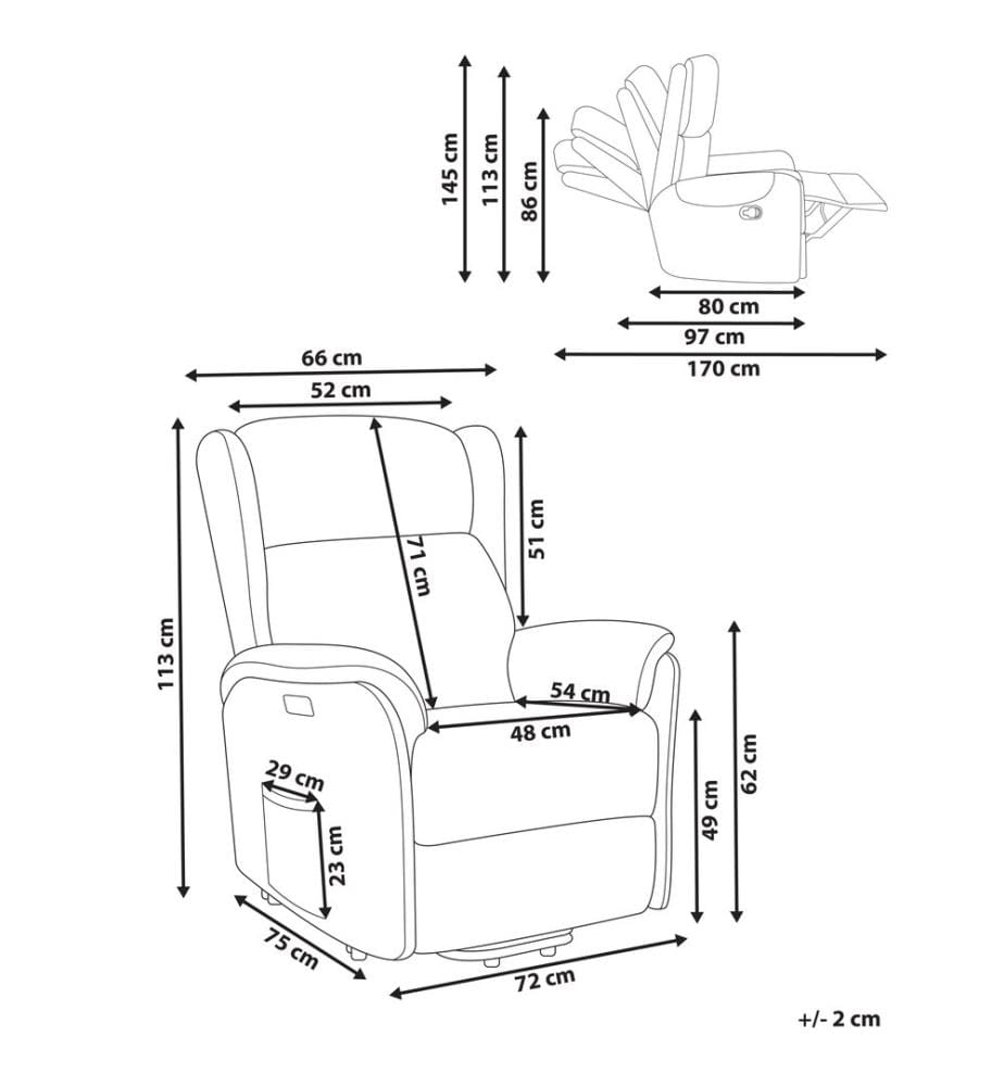 Fauteuil inclinable électrique ELEGY Repose-pieds inclus Tissu Gris clair