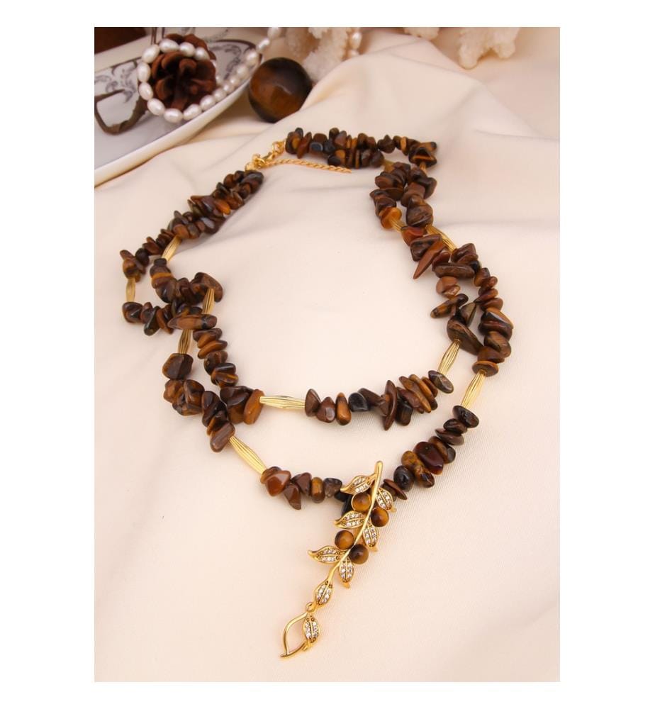 Collana con occhio di tigre - Marrone