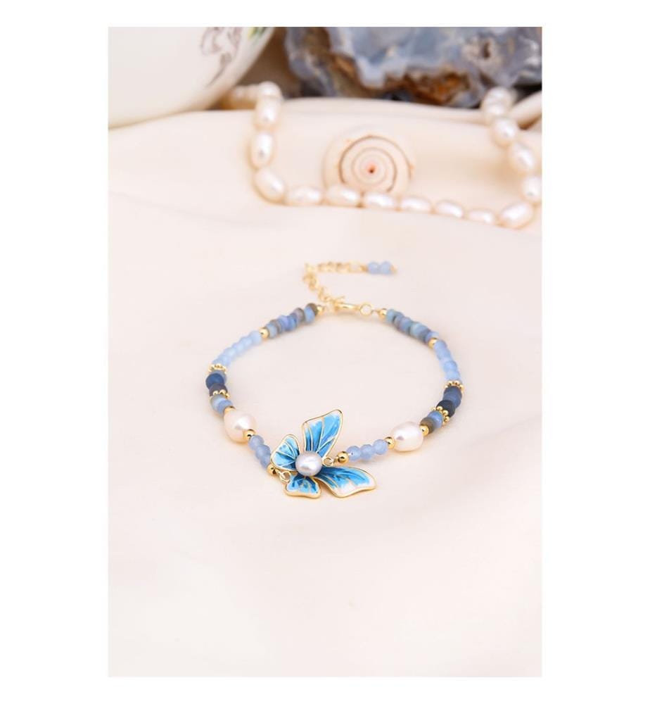 Bracciale di perle e cristalli - Blu