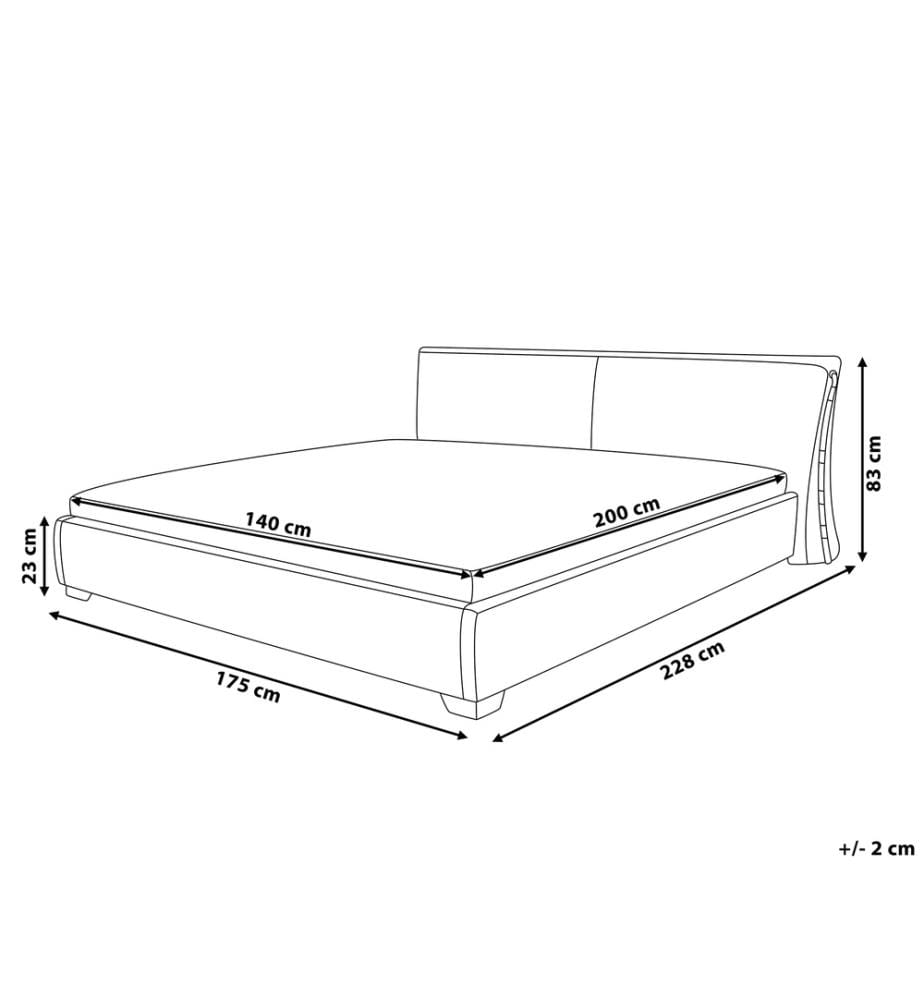 Lit à Eau Double en Tissu Gris 140 x 200 cm Confortable pour Chambre au Style Moderne