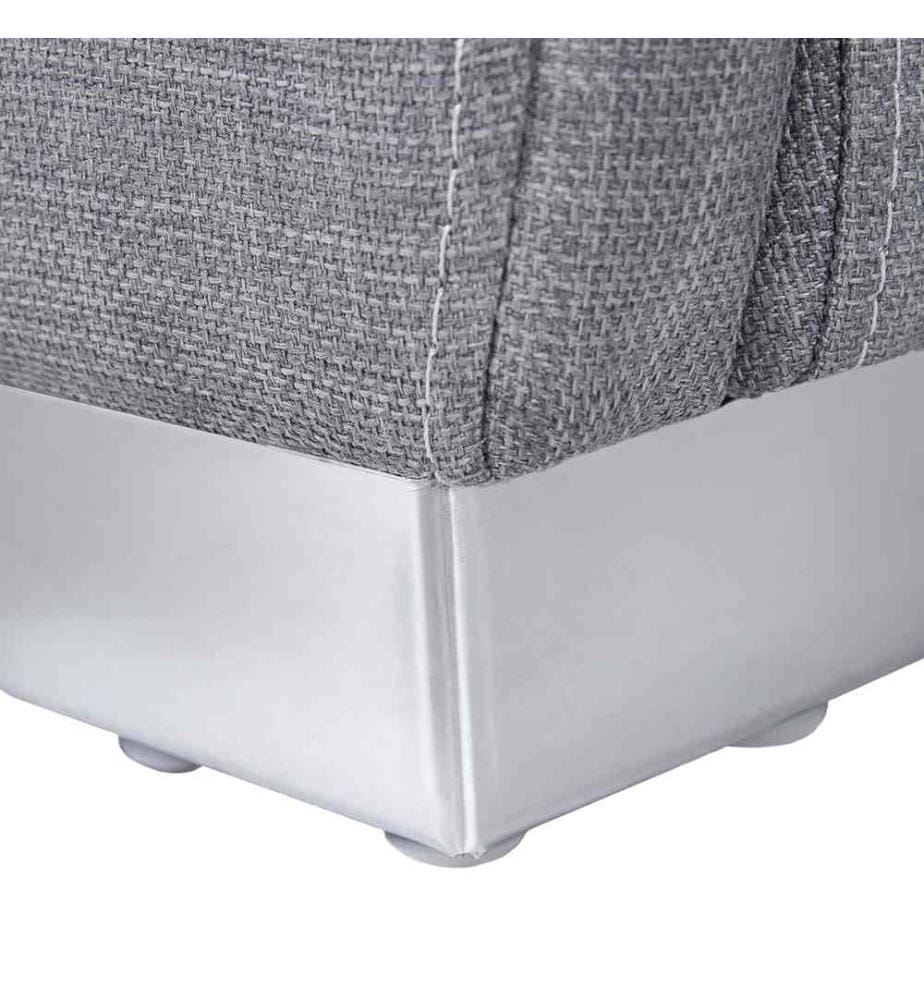 Lit à Eau Double en Tissu Gris 140 x 200 cm Confortable pour Chambre au Style Moderne