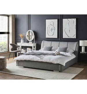 Wasserbett Grau Polsterbezug 140 x 200 cm Schlafzimmer