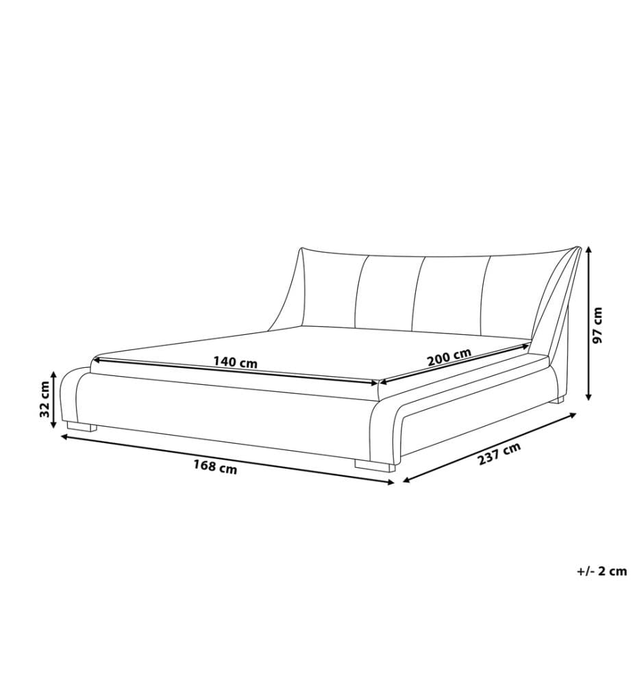 Lit à Eau au Design Moderne en Cuir Véritable Blanc avec Accessoires Inclus et Éclairage LED pour 2 Personnes 140 x 200 cm