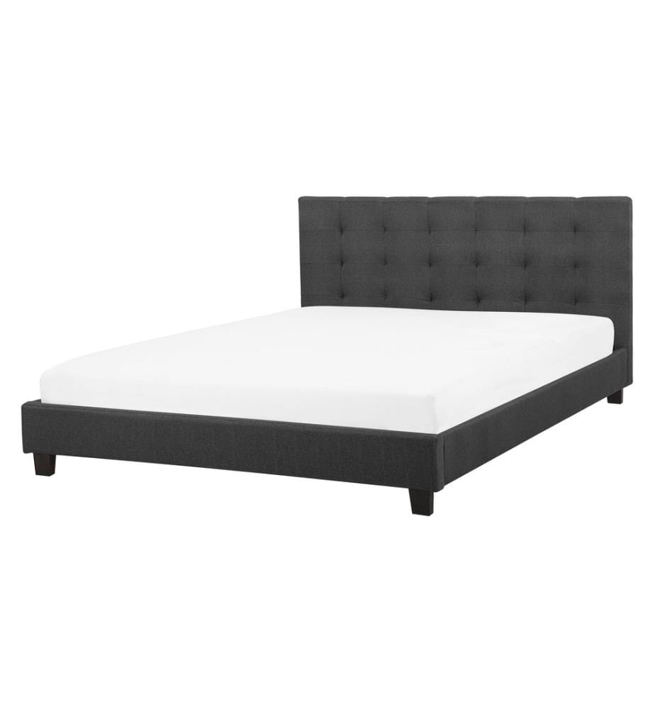Letto ad acqua in poliestere grigio scuro 160 x 200 cm testiera imbottita camera da letto stile moderno