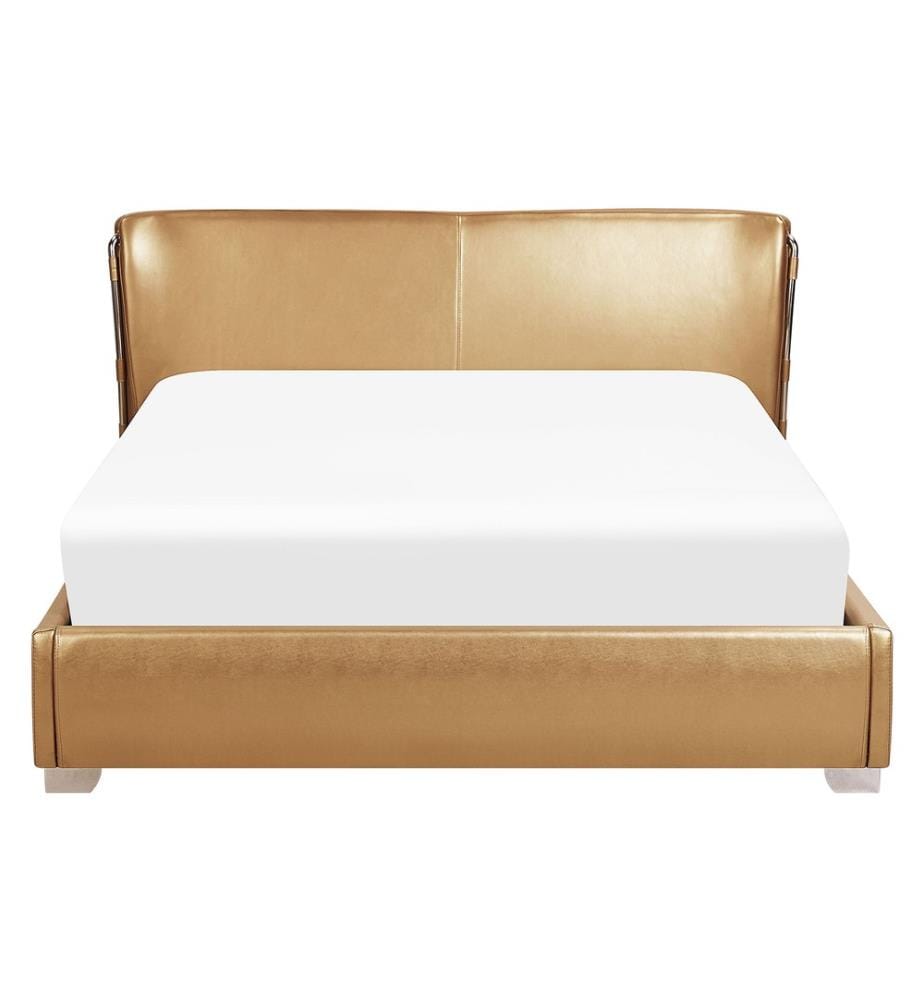 Letto Matrimoniale ad Acqua in Pelle dorato 160 x 200 cm stile contemporaneo moderno