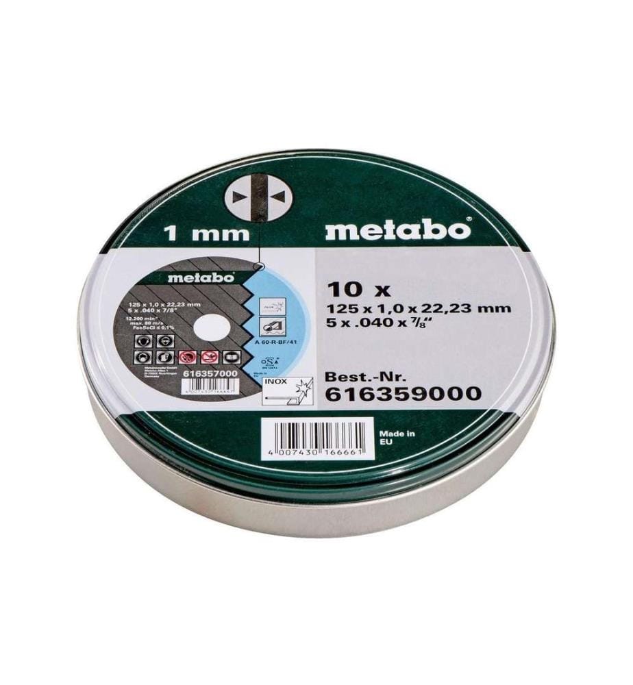 METABO - 125 x 1.0 x 22.23 mm, 10 pièces, en boîte