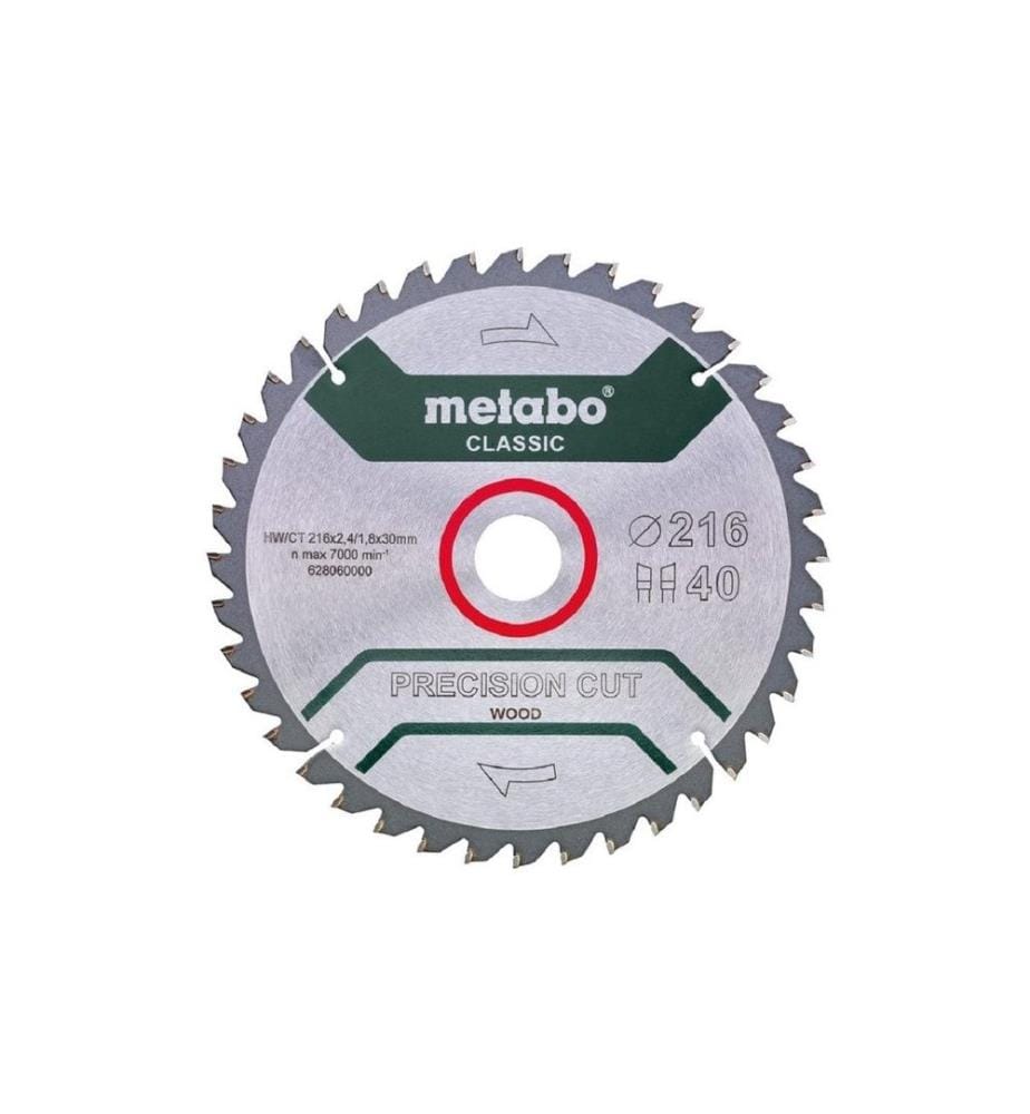 METABO - Lame de scie circulaire Precision Cut Wood Classic 216 x 30 mm, 40Z