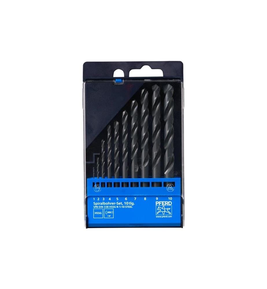 Pferd - Jeu de forets hélicoïdaux HSSG 10 pcs. acier N DIN 338