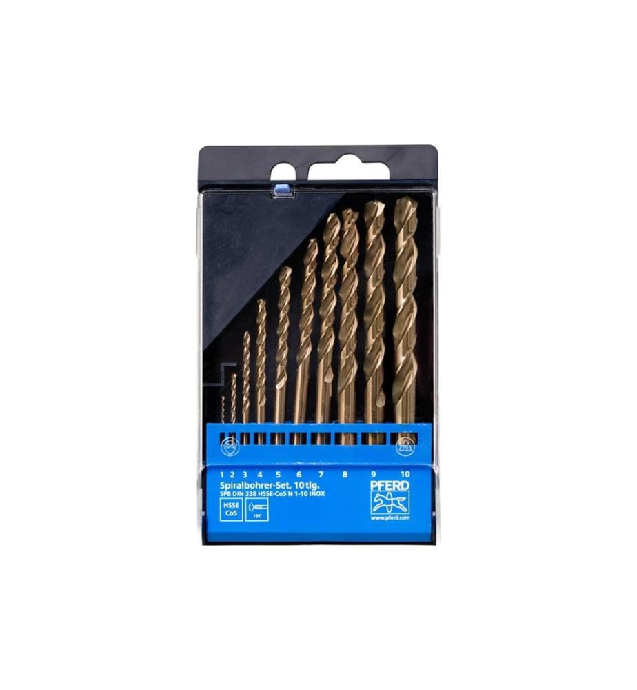 Pferd - Jeu de forets hélicoïdaux HSSE 10 pcs. INOX N DIN 338