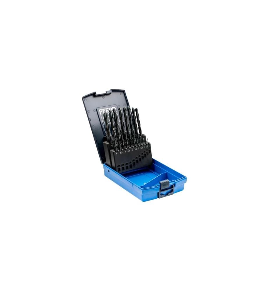 Pferd - Jeu de forets hélicoïdaux HSSG 19 pcs. acier N DIN 338