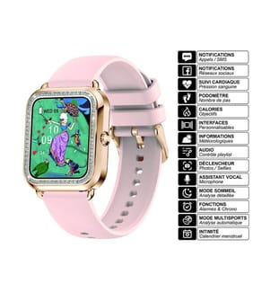 Connected Watch Modell Maria - Farbe Rosa (Silikonarmband)
