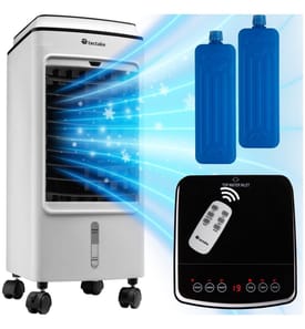 Air Conditioner - AC fan unit with remote control, mobile, with rotating slats - white
