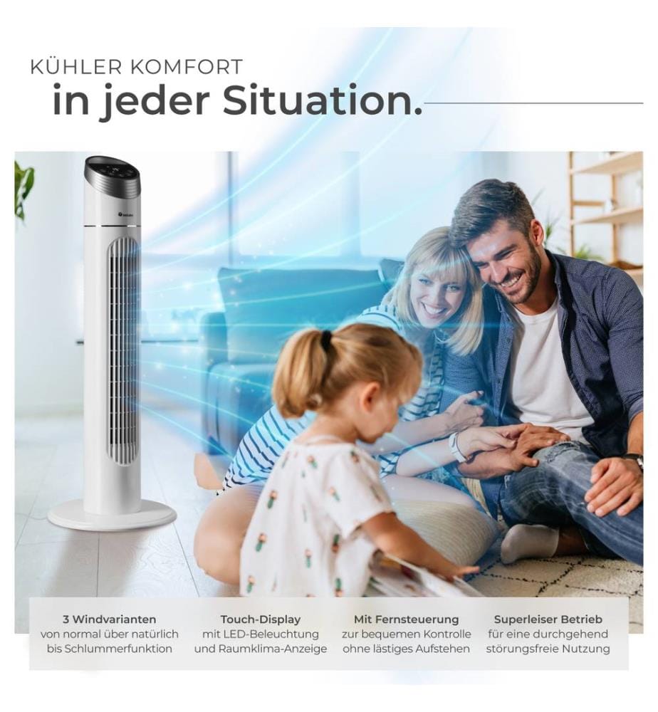 Ventilateur colonne 90 cm - blanc