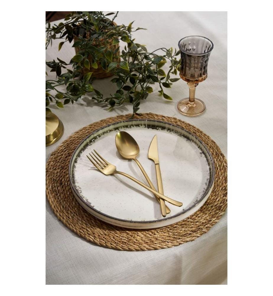 Service de Table 24 Pièces en Porcelaine - Blanc et Brun