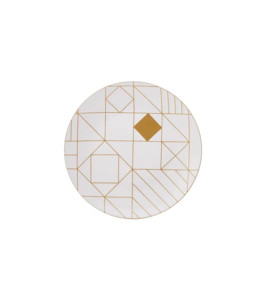 Service de Table 24 Pièces en Porcelaine - Blanc et Or