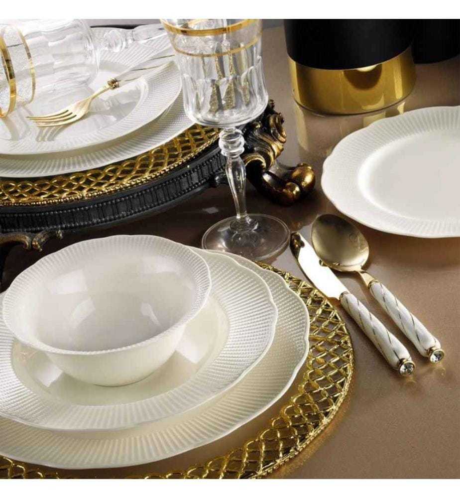24 Piece Porcelain Dinner Service - White