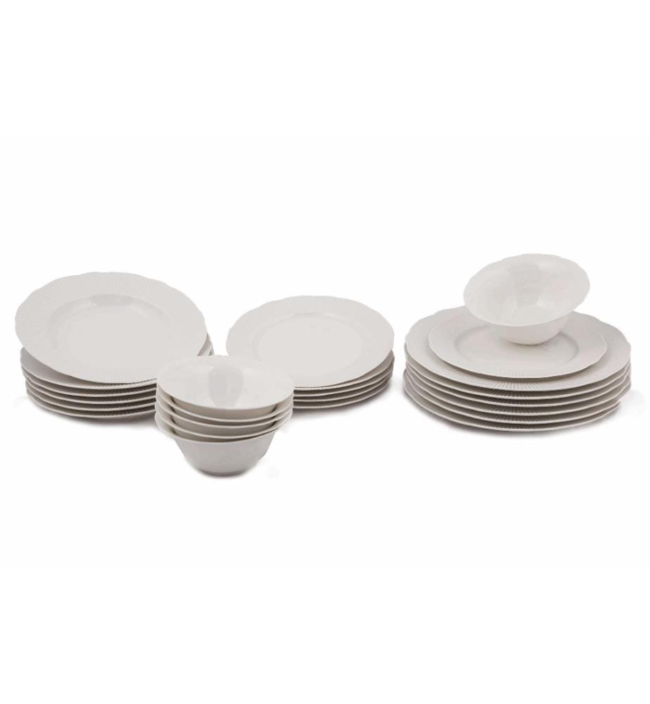 24 Piece Porcelain Dinner Service - White