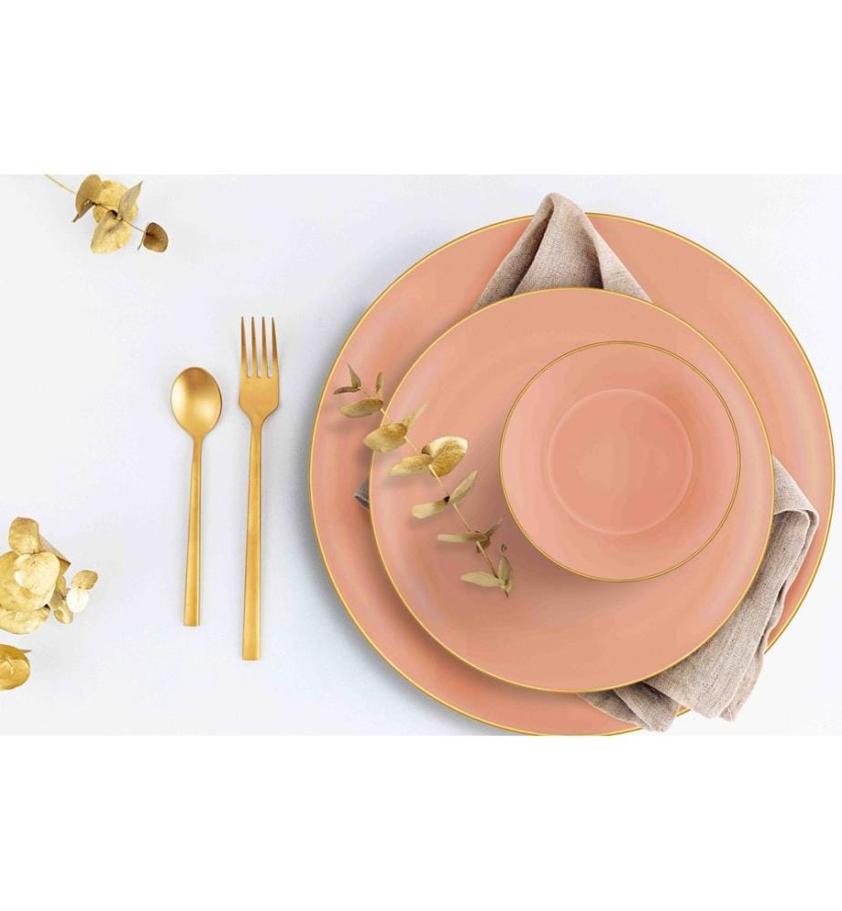 24 Piece Ceramic Dinner Service - Salmon
