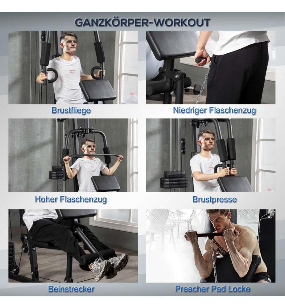 Kraftstation Fitnessstation 45kg Gewichte 180x108x200 cm