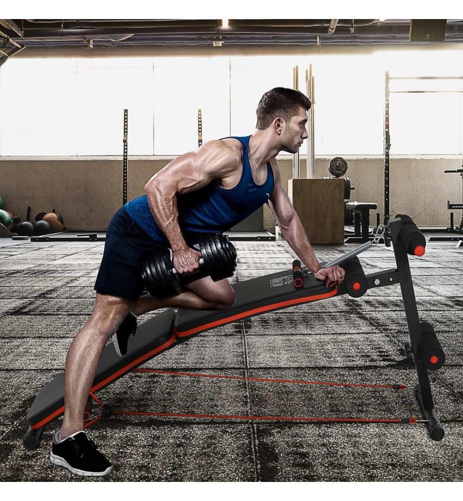 Sit up bench abdominal trainer with multifunctional training ropes