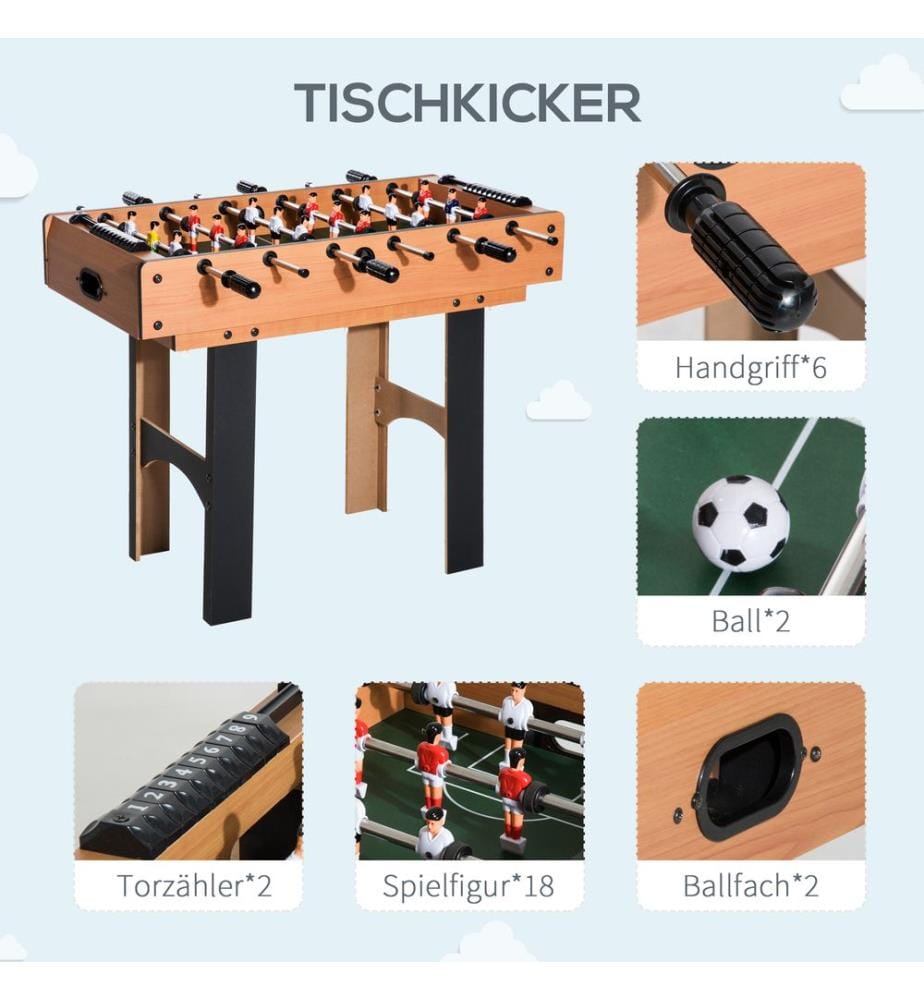 Tavolo multigioco 4 in 1 calcio balilla hockey da tavolo ping pong e biliardo per il divertimento e il gioco
