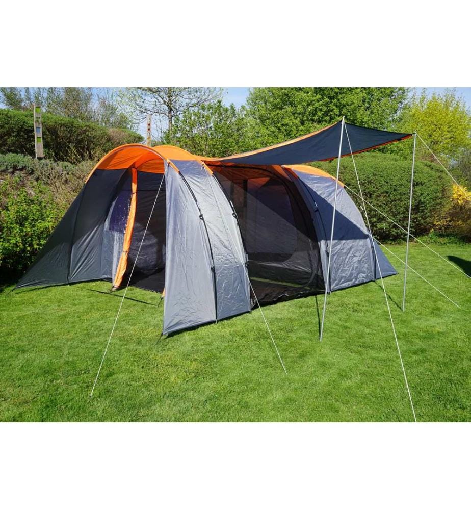 Tenda da campeggio 6 persone a cupola arancione grigio