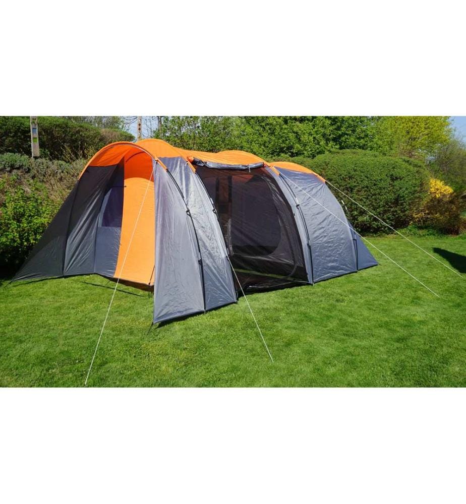 Tenda da campeggio 6 persone a cupola arancione grigio
