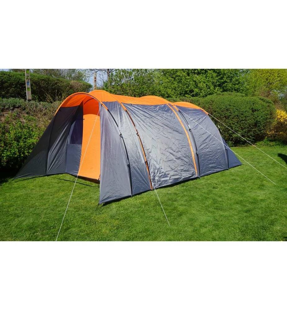 Tenda da campeggio 6 persone a cupola arancione grigio
