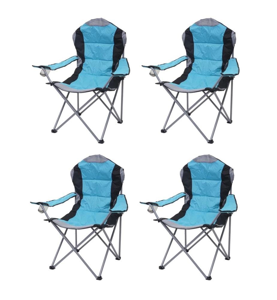 4x sedia da campeggio sedia da pesca sedia pieghevole imbottita blu