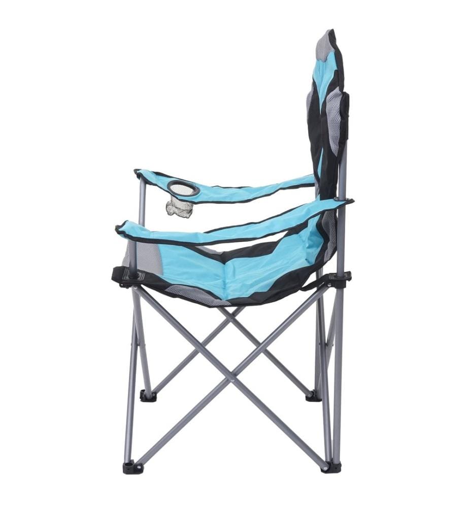 4x sedia da campeggio sedia da pesca sedia pieghevole imbottita blu