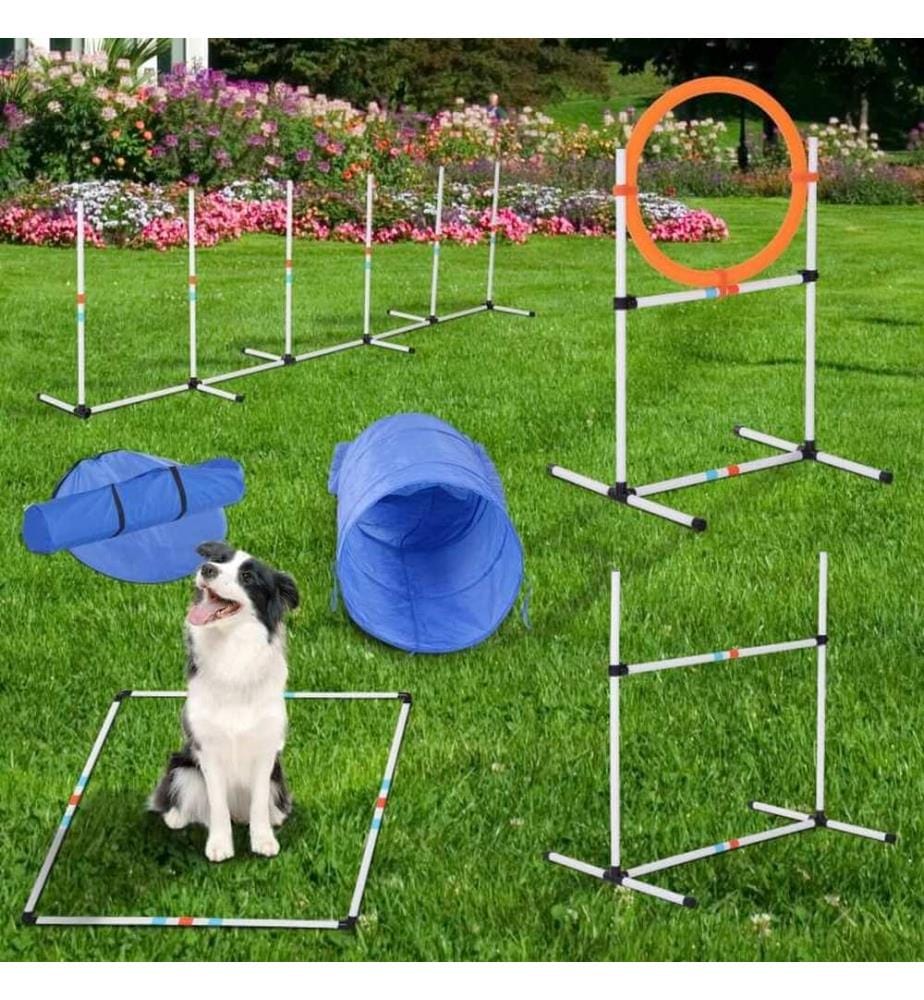 5-tlg. Hunde Agility Set Slalom Hürden Tunnel Sprungring