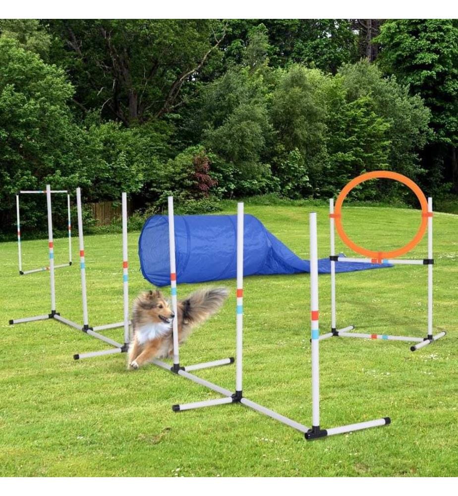 5-tlg. Hunde Agility Set Slalom Hürden Tunnel Sprungring