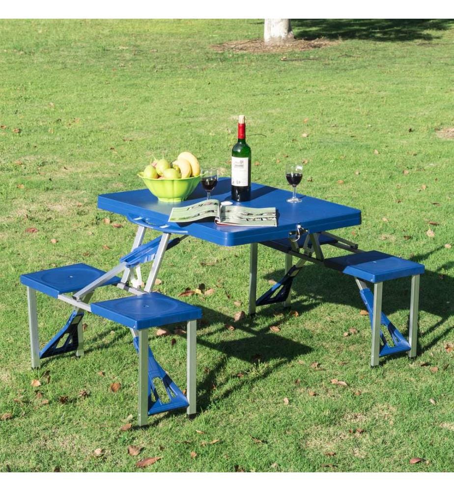 Alu Campingtisch Picknick 4-Sitzer klappbar Blau