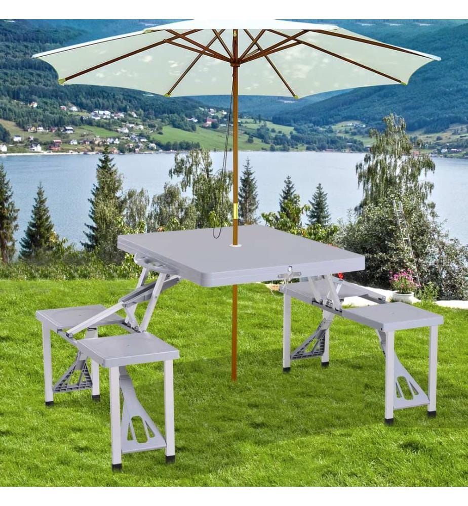Alu Campingtisch Picknick 4-Sitzer klappbar Grau