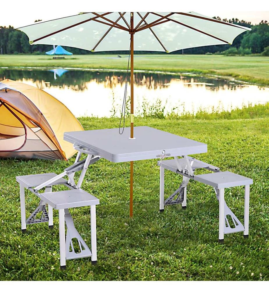 Alu Campingtisch Picknick 4-Sitzer klappbar Grau