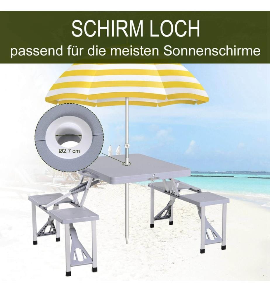 Alu Campingtisch Picknick 4-Sitzer klappbar Grau