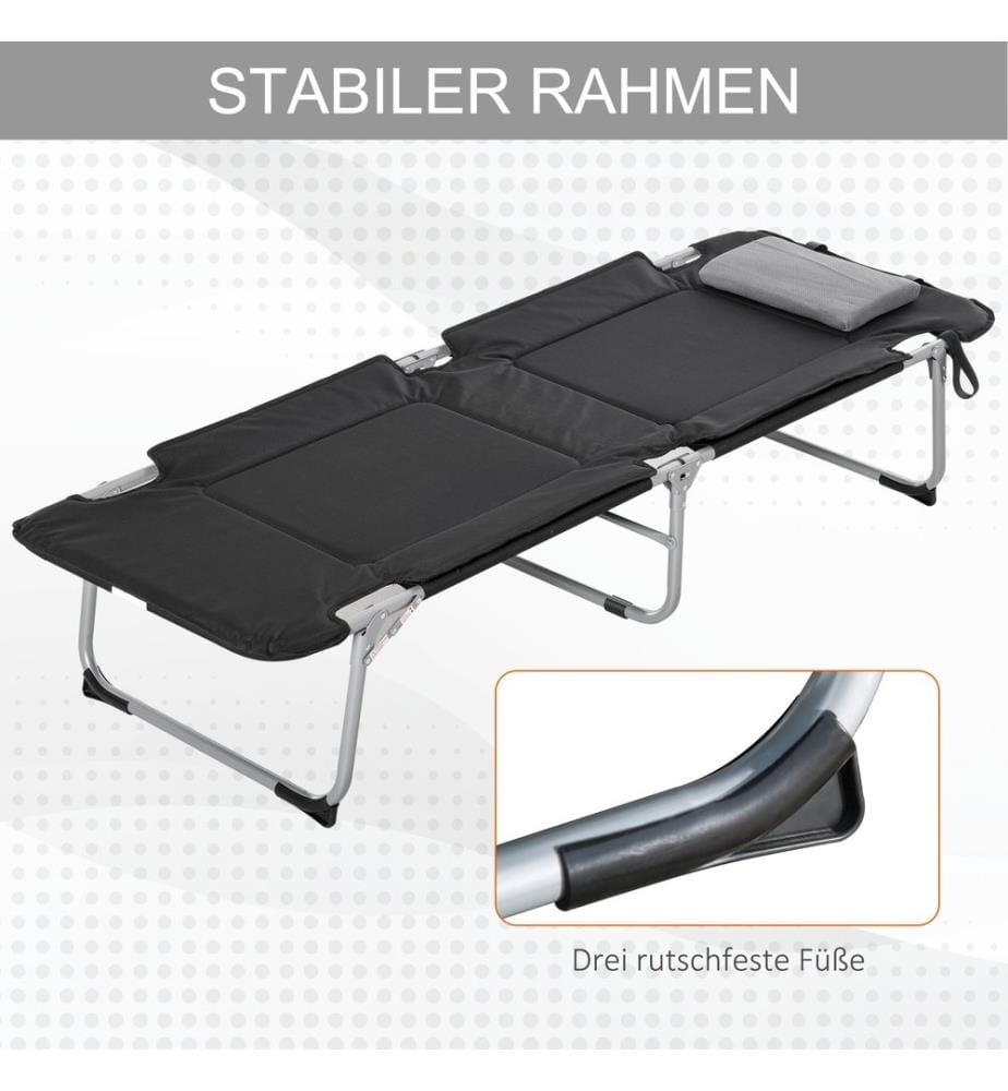 Feldbett Campingliege Klappbett inkl. Kissen 183x66x33 cm