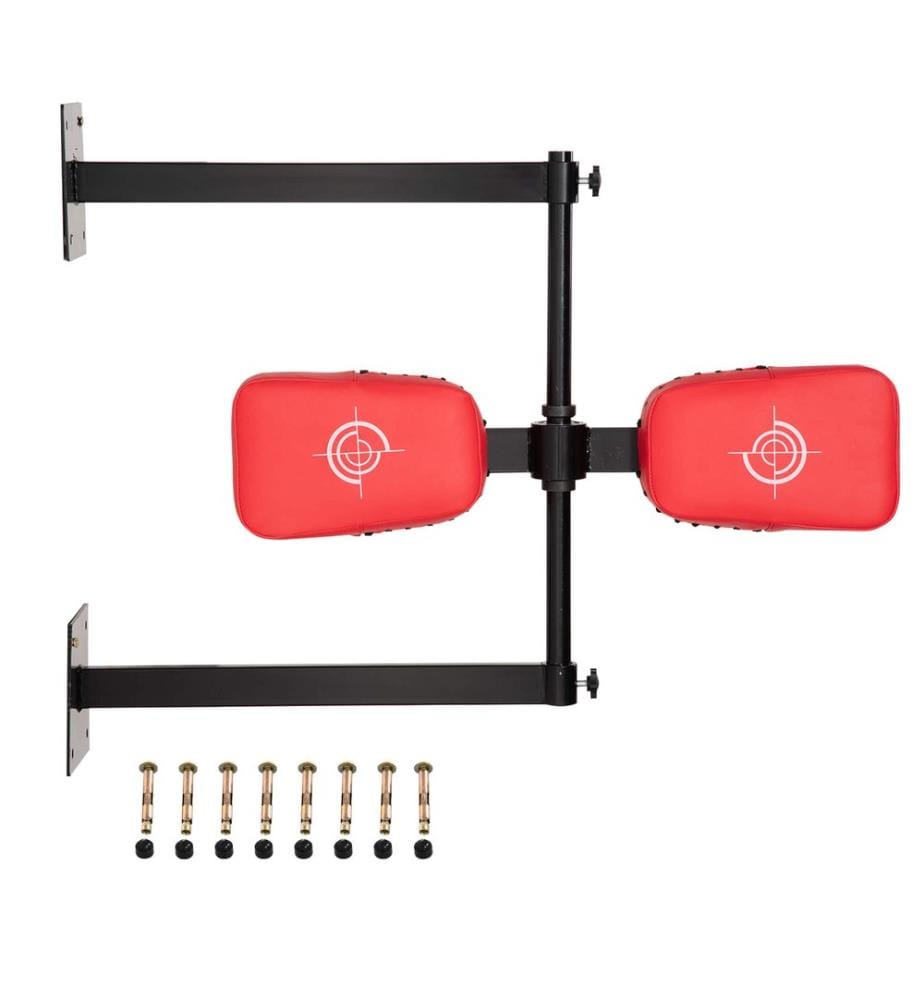 Support de sac de frappe pivotant, fixation murale, acier et similicuir, 82 x 65 x 14 cm