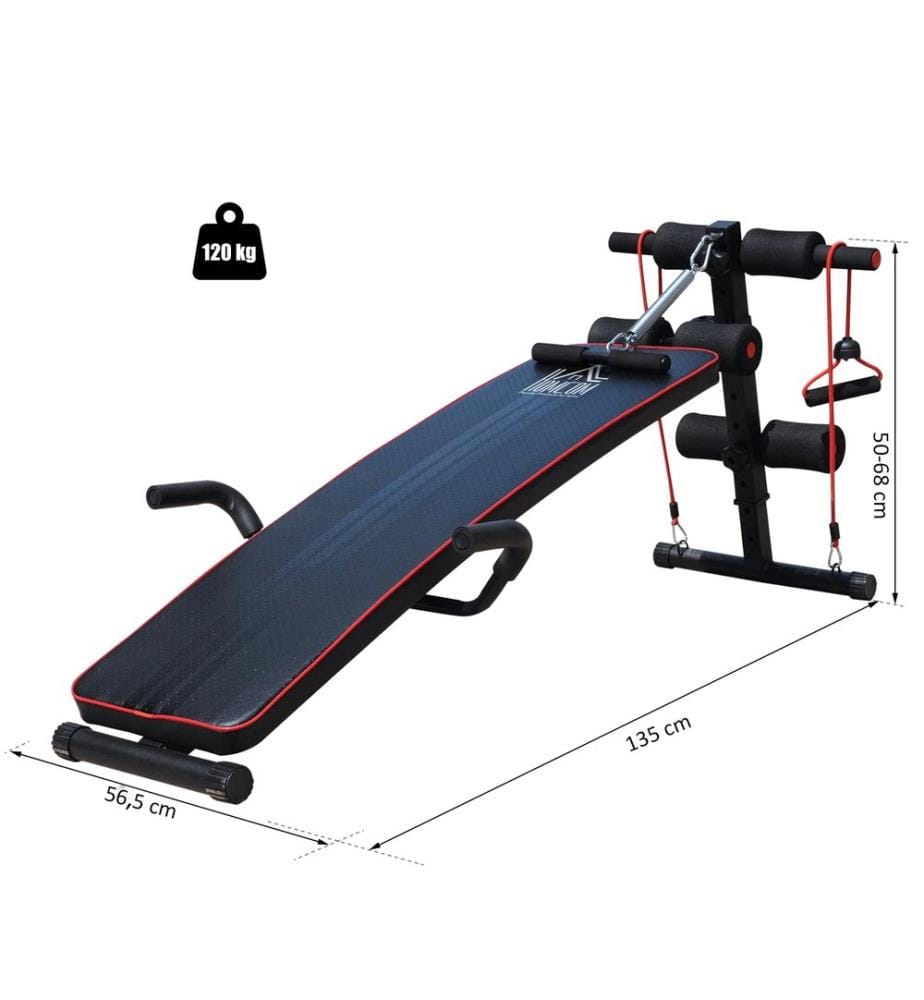 Sit Up Bank Bauchtrainer Trainingsbank mit Widerstandsbänder