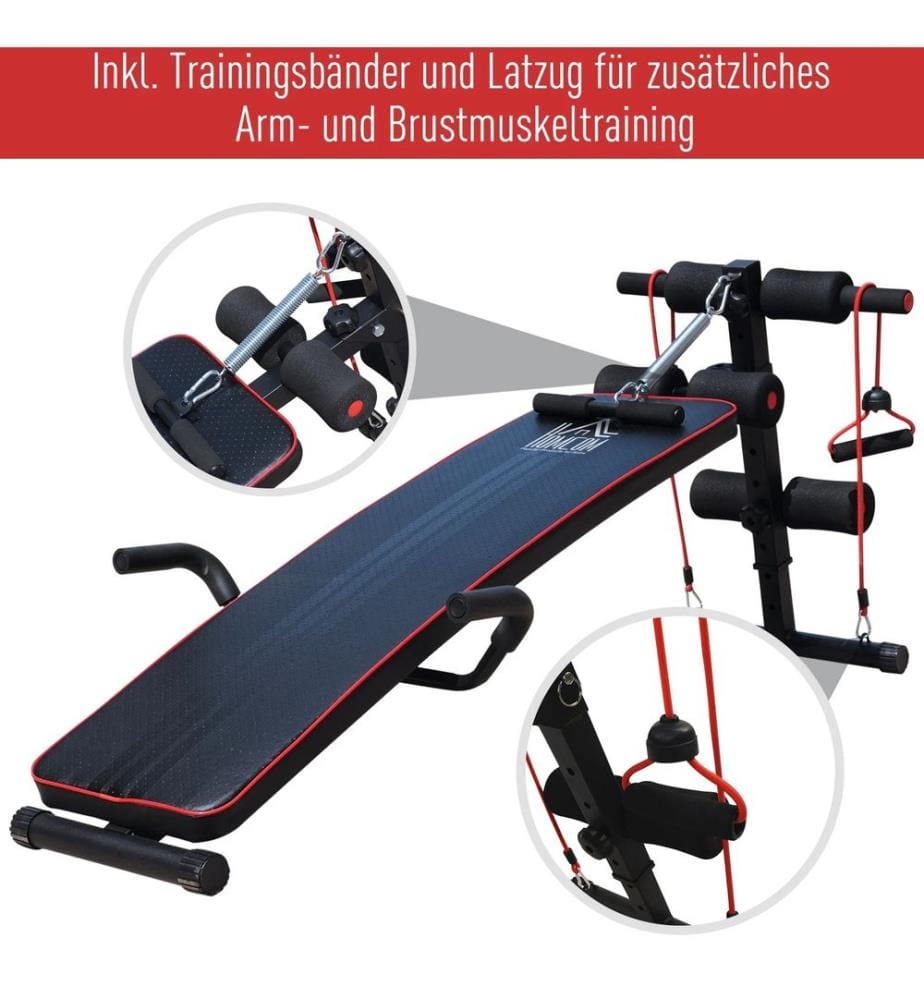 Sit Up Bank Bauchtrainer Trainingsbank mit Widerstandsbänder